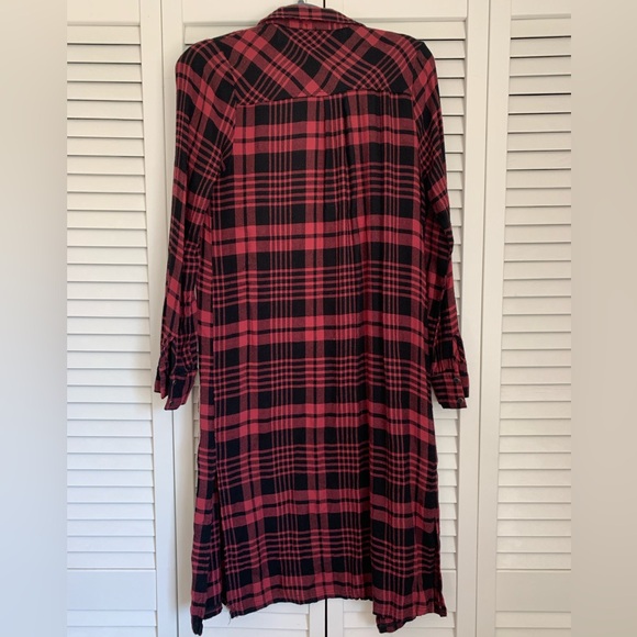 Gimmicks by BKE Plaid Duster Cardigan w/ Velour Details - Picture 6 of 6